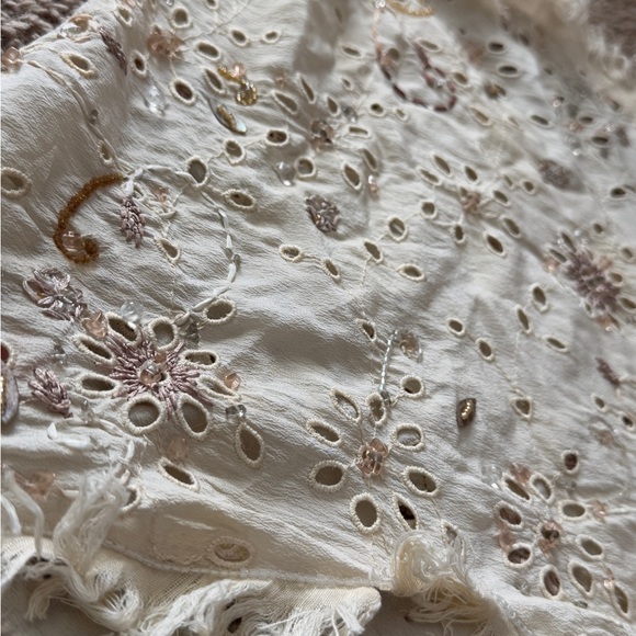 Pazuki London Custom Hand Embellished Silk Eyelet Scarf - Picture 5 of 6